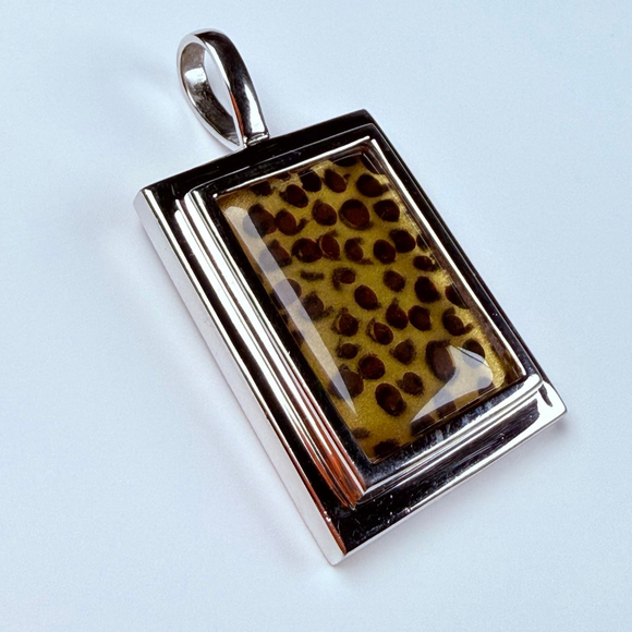 SETA Leopard Print Frame Avant Garde Sterling Silver 925 VTG 80's Glam Pendant - Picture 2 of 8